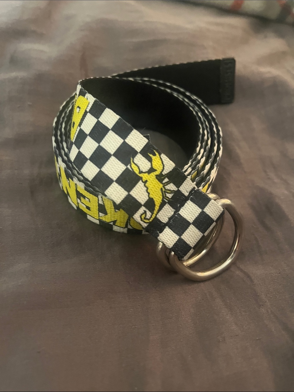 Y2K Checkered Scorpion Broken Promises Belt